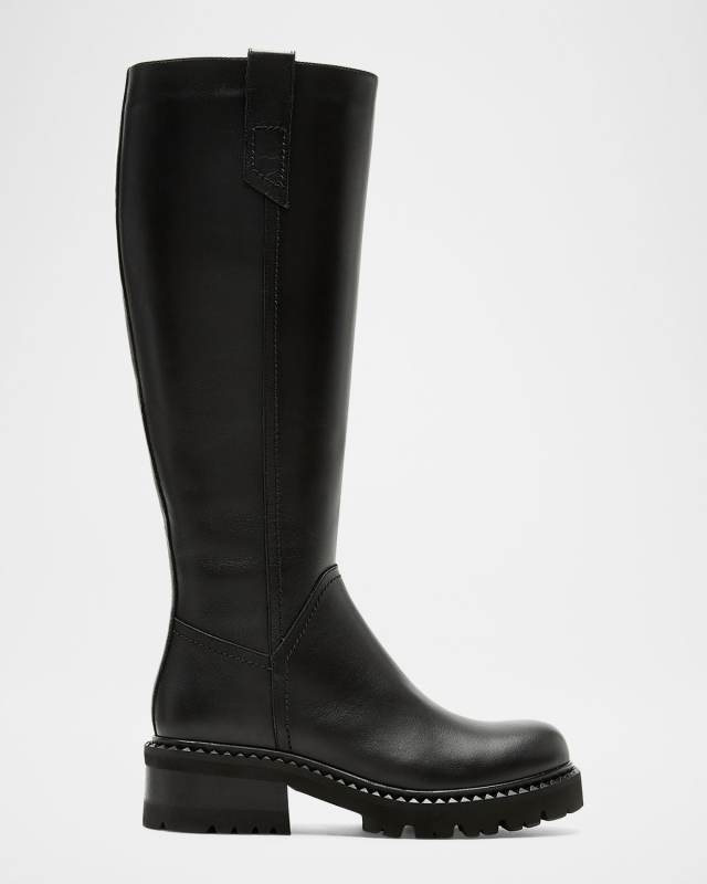 Cyrus Leather Lug-Sole Knee Boots